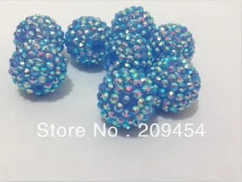 

20mm 100pcs/lot Blue(63#) Color Resin Rhinestone Ball Beads,Chunky Beads For Kids Jewelry Making