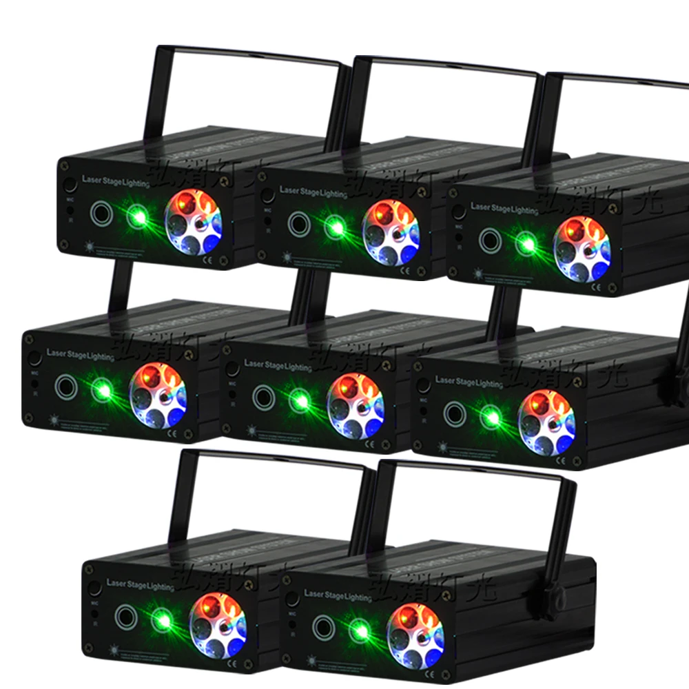 8lot AC90 220V 2 in 1 Mini Led Stage light Red&Green snowflake laser