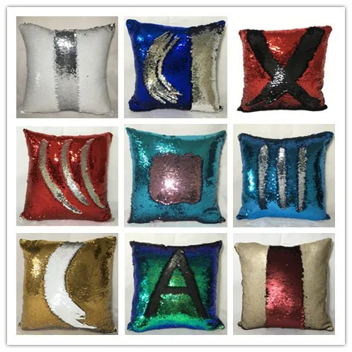 Decorative Luxurious Reversible Pillow Mermaid Sequin Square Hidden Zipper Sofa Cushion Cuscini Almofada Coussin Cojines Betis