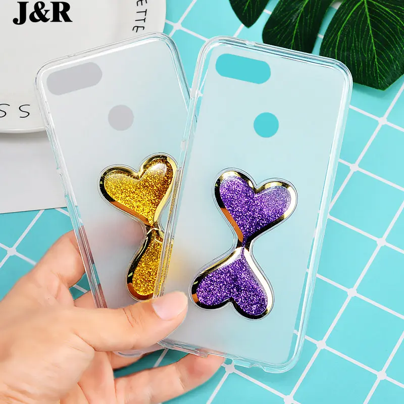 Case Cover For Asus Zenfone Max Plus m1 X018DC ZB570TL Cases Silicone Love Heart Quicksand Liquid Hourglass Shell