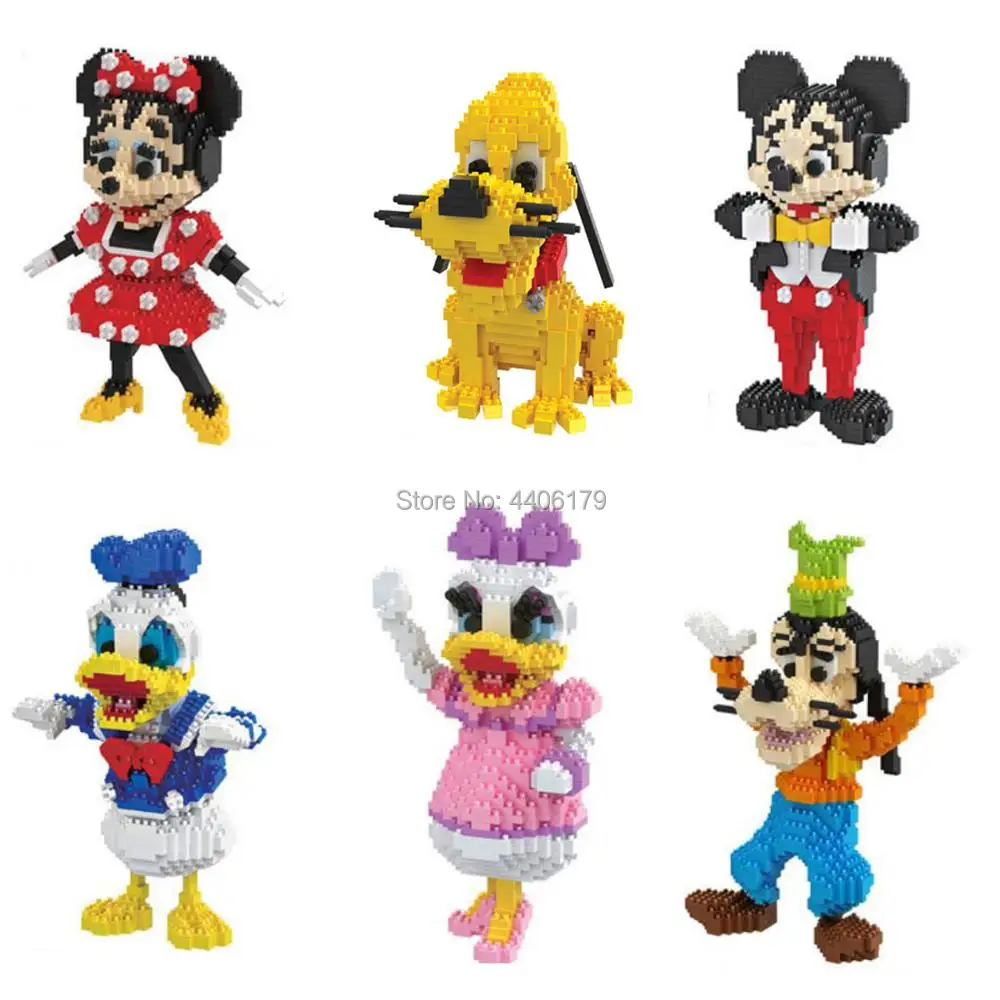

LegoINGlys creators Amusement Park Mouse cartoon dog duck micro diamond blocks Mickey Minnie Donald Goofy Daisy model brick toys