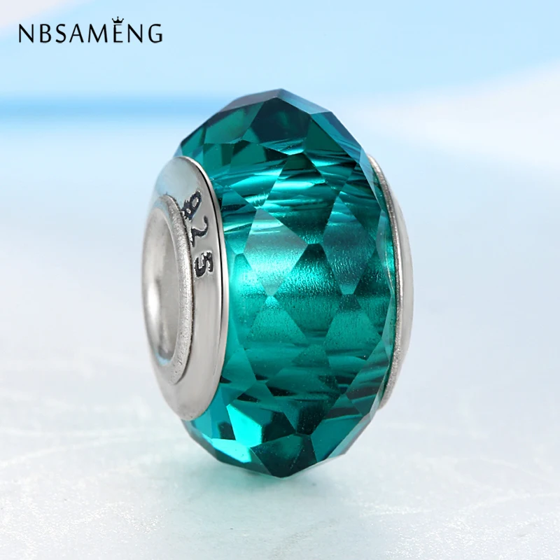 

Authentic 925 Silver Beads Charms Crystal Round Clear Green Blue Fit Pandora Bracelets & Bangles Women DIY Jewelry