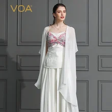 VOA шелк Для женщин Топ белая футболка плюс Размеры 5XL пикантные летние футболка кимоно Элегантный Рококо Лолита жаккардовая camisa feminina B529