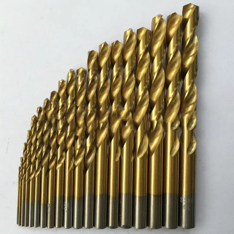 Urijk 19PCS High Speed Steel drill bits Titanium Coated Round handle 1