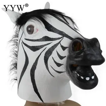 

Zebra Horse Mask Halloween Mascaras Animales Realistic Latex Masks Spoof Scary Mask Full Face Horse Masker Carnival Masque Props