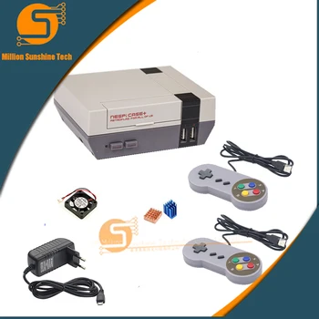 

original NESPi Case+ Box for Raspberry Pi 3 2 B+ RPI 3 Plastic Case NES Style with Cooling Fan + 2 Game pad+16GB+5V 3A power