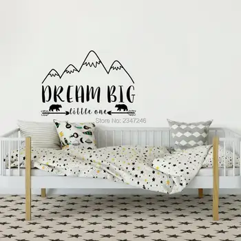 

Dream Big Little One Wall Decal Nursery Quote Mountain Wall Decor Baby Vinyl Art Sticker