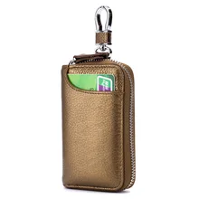 Для мужчин Элитный бренд из натуральной коровьей кожаная ключница цепочка для ключей бумажник на молнии мужской черный мягкий чехол для карт чехол для автомобиля чехол мужская сумка для ключей