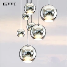 IKVVT современный хромированный зеркальный шар Chanderlier, стеклянные подвесные светильники для дома, ресторана, гостиной, лампа 20 см/25 см/30 см/40 см/45 см/50 см