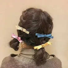 Заколки-утконосы в японском стиле для молодых девочек, цветные ленты с бантом, шпильки конский хвост, завязанные студенческие заколки