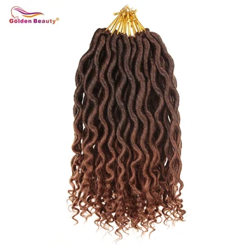 

12inch Goddess Locs Synthetic Braiding Hair Wavy Faux locs Braids Crochet Hair Extensions with Pre-Loop Golden Beauty