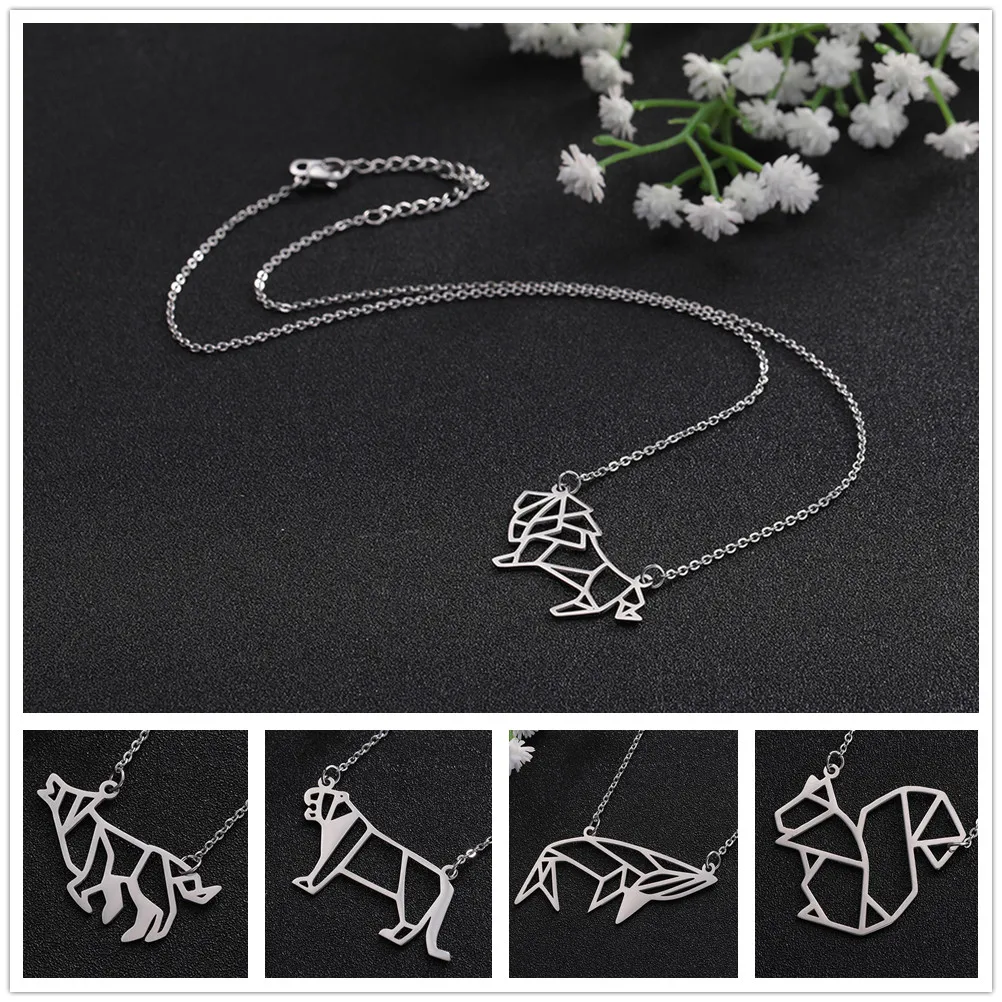 

Skyrim Hollow Animals Pendant Necklace Lion Raccon Squirrel Wolf Stainless Steel Choker Chain Necklaces Jewelry for Women Girls
