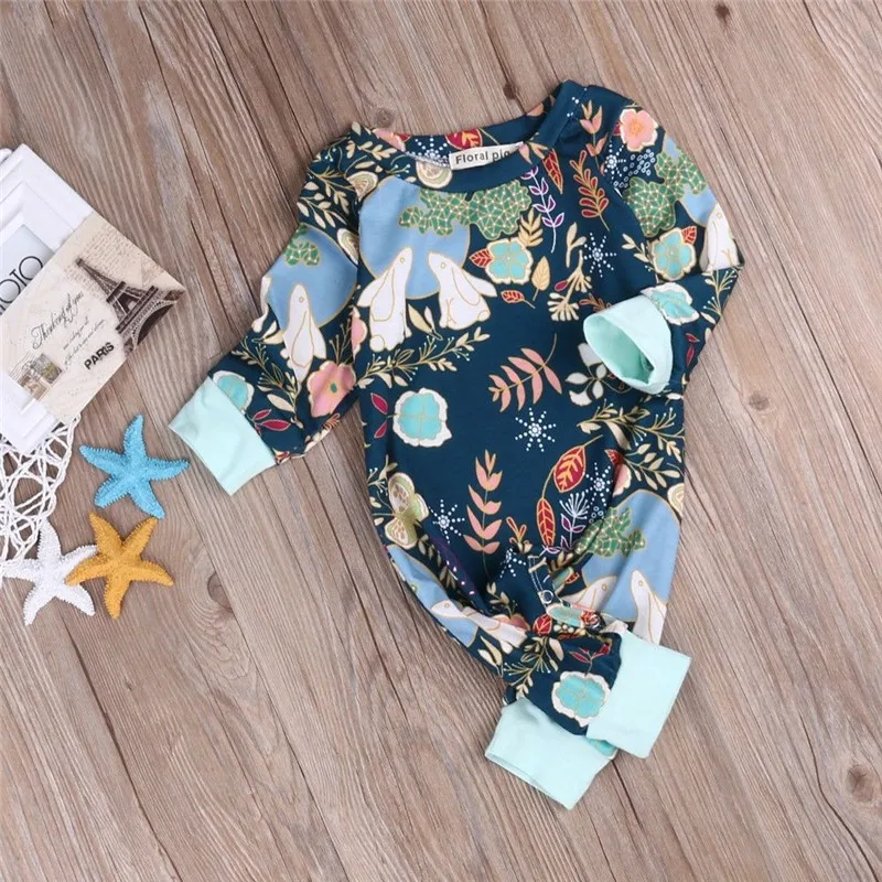 

Baby Kids Fancy Floral Printed Rompers Long Sleeve Spring Clothes Outfits 1pc Cute Newborn Baby Boy Girl Harem Romper Jumpsuit
