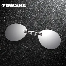YOOSKE клип на нос солнцезащитные очки для мужчин винтаж хакер Империя матрица Морфей без оправы Солнцезащитные очки круглые UV400