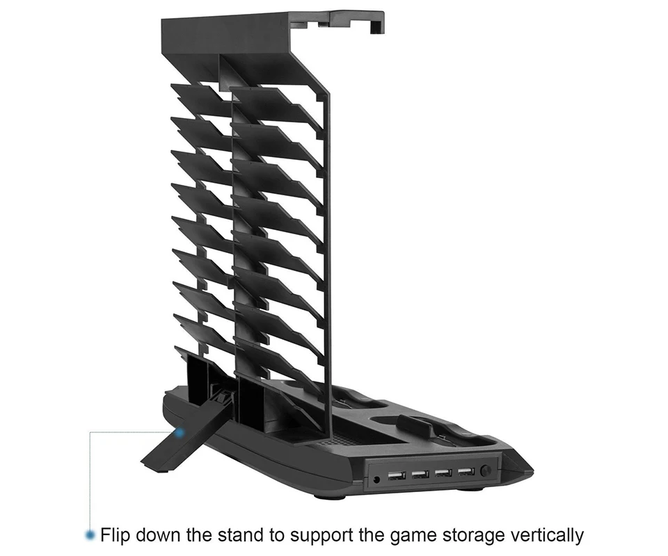 Игровая консоль для видео вертикальная подставка охлаждающий вентилятор зарядное устройство для джойстика Подставка 4 порта USB концентратор 18 игровых дисков комплект для хранения для Xbox One Slim