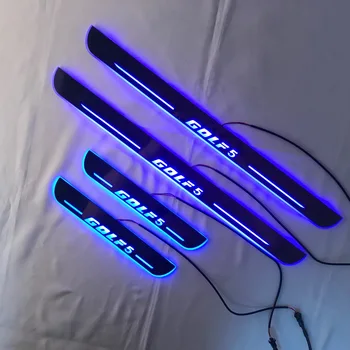 

RQXR led moving door scuff for Volkswagen golf 5 mk5 dynamic door sill plate flat lining overlay flow/fixed light, 4pcs