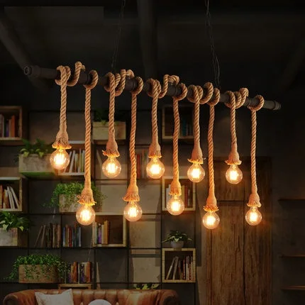 Edison Loft Style Vintage Pendant Light Fixtures Industrial Hemp Rope Water Pipe Hanging Lamp Indoor Lighting Lamparas Edison Loft Style Vintage Pendant Light Fixtures Industrial Hemp Rope Water Pipe Hanging Lamp Indoor Lighting Lamparas