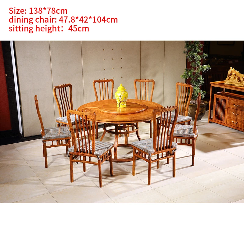 1,38 м ежа палисандр круглый стол комплект 8 стул кресло из цельного дерева стол классический красный деревянный Аннато обеденный комната набор мебели