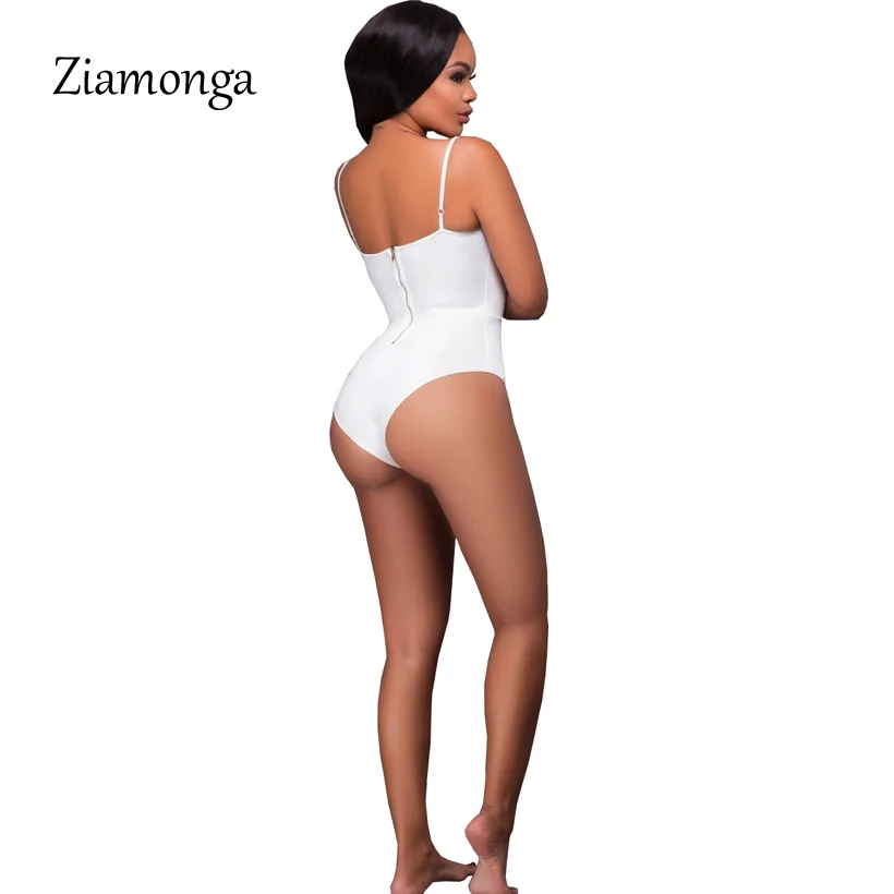 Ziamonga Sexy бретелек боди Выдалбливают зашнуровать комбинезон Для женщин Черные