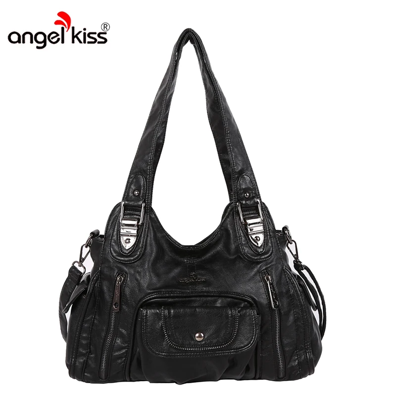 

AngelKiss Brand Women Handbags PU Washed Handbags High Quality Shoulder Bags Hobos Bag Female Messenger Bags Ladies Tote Bags