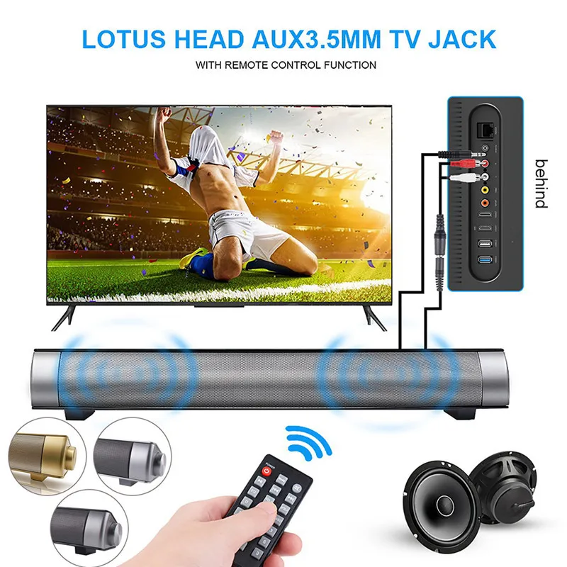 

Home Theater Bluetooth Speaker for TV Music Player with Remote Control Soundbar Wireless Bluetooth Speaker Hands-free Call