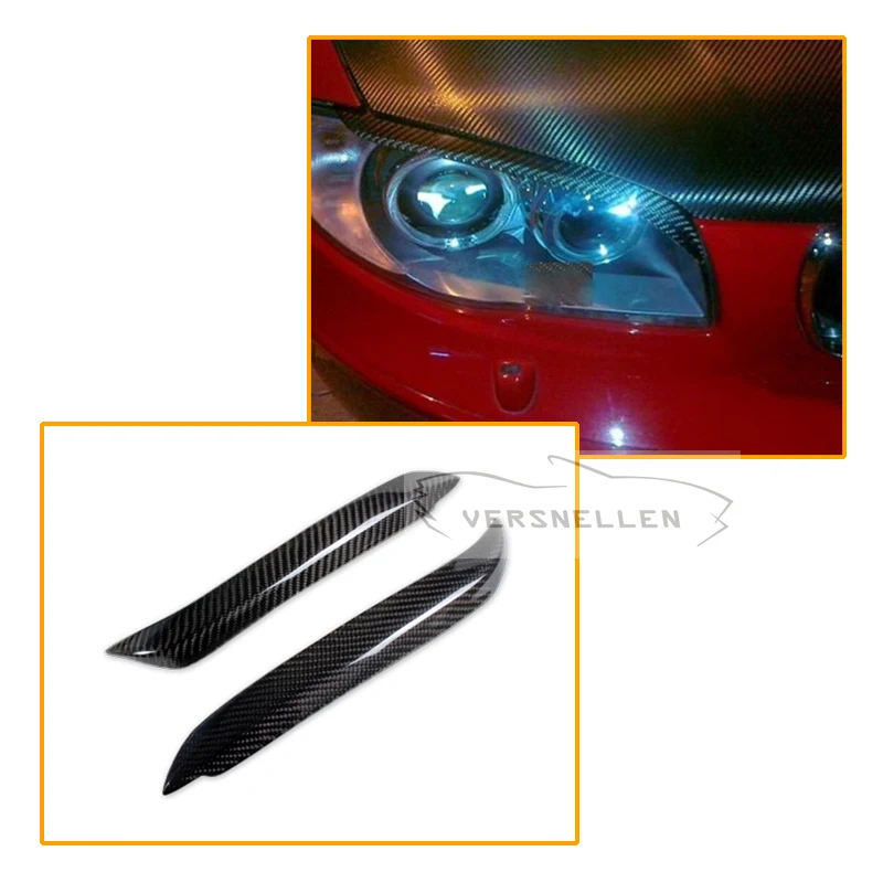 E82 E87 Carbon Fiber Headlight Eyebrows Cover Eyelids Headlamp Trims for BMW 1 Series E82 E87