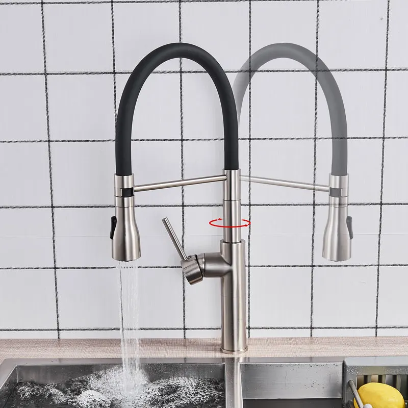 Черный новейший кухонный кран Горячий Холодный Смеситель кран на бортике вращающийся на 360 градусов Ванная комната Высокий водопроводный кран с одной ручкой
