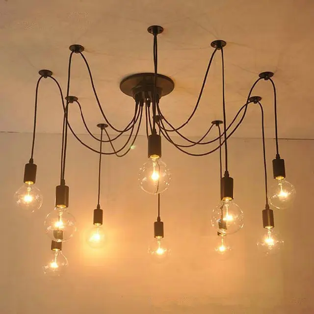 Modern Nordic Retro Edison Chandelier Lighting Vintage Loft Antique Modern Nordic Retro Edison Chandelier Lighting Vintage Loft Antique Adjule Diy E27 Spider Pendant Hanging Lamp