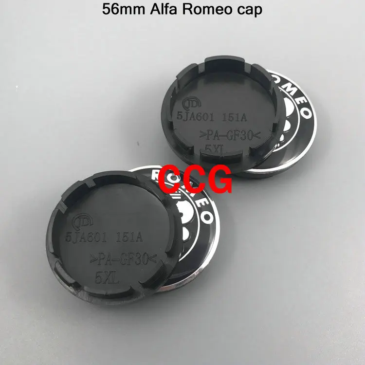 4 шт., 56 мм, 60 мм, Alfa Romeo, автомобильный логотип, крышка ступицы колеса, креативная наклейка, эмблема, значок для Spider GT Giulia Mito 147 - Название цвета: 56 Black silver cap
