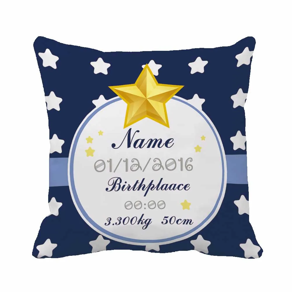 

Custom Birth Data Printing Stars Blue Throw Pillow Case Decorative Cushion Cover Pillowcase Cute Birthday Gift By Lvsure