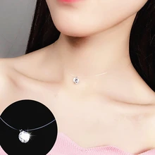 Высокое качество, Женский сверкающий циркон, ожерелье, невидимая прозрачная леска, аксессуары для шеи, вечерние, подвеска, ожерелье, ювелирное изделие