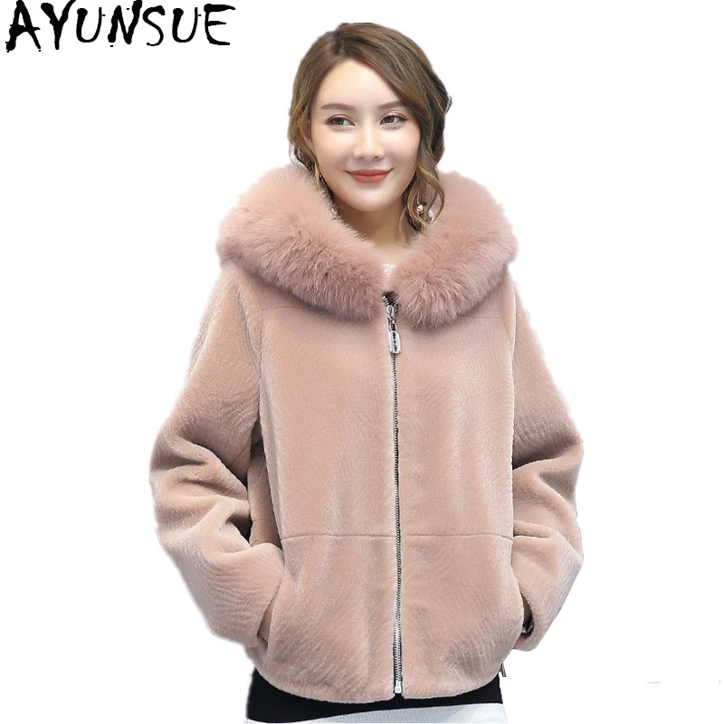 AYUNSUE Women White Duck Down Jacket Winter Warm Coat With