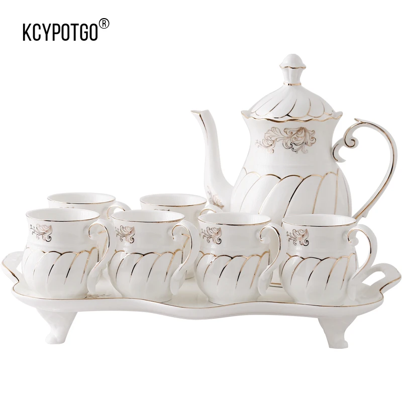 

European-style high-end living room cup set, gold-plated family coffee cup tea cup set Water cup (8PCS/Set)