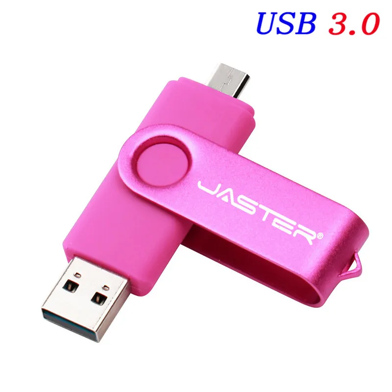 JASTER USB 3,0 OTG USB флеш-накопитель для смартфонов/планшетов/ПК 8 ГБ 16 ГБ 32 ГБ 64 Гб 128 ГБ флеш-накопитель высокоскоростной флеш-накопитель - Цвет: Pink