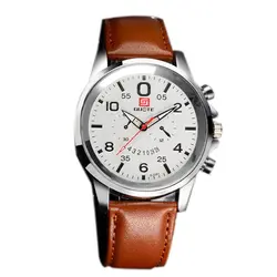 Мужские часы с круглым носком Студенческие Спортивные наручные часы на открытом воздухе Шестерня двойные весы кожаный ремешок кварцевые