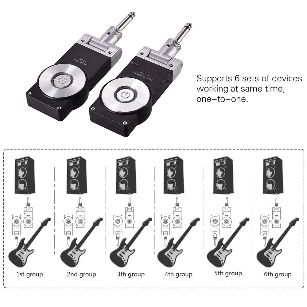 Guitar Transmitter Receiver A8 UHF Wireless Guitar Transmitter Receiver Rechargeable Practical Violin Bass Transmission Sets