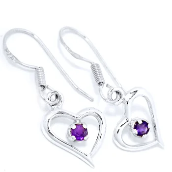 

Genuine Amethyst Earrings, 100% 925 Sterling Silver, 1.8g, ER2325-A, New
