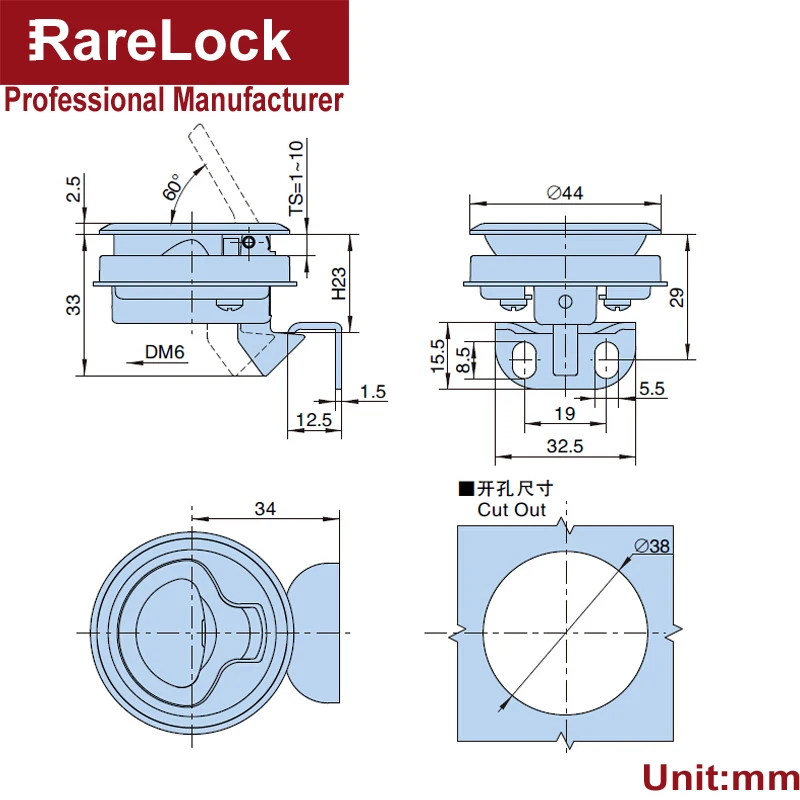 Rarelock замок для шкафа с ручкой для электрического ящика для хранения-коробка для грузовика, Автомобильный багажник, шкафчик для спортзала, школьный ящик, промышленное оборудование MS544 hh