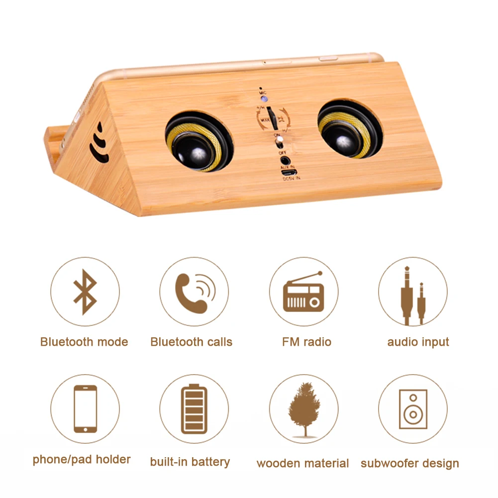 Инновационный деревянный Беспроводной Bluetooth Динамик Портативный Смарт звуковая панель для зарядки Ретро Беспроводной Динамик супер Bass 2-канальный стерео