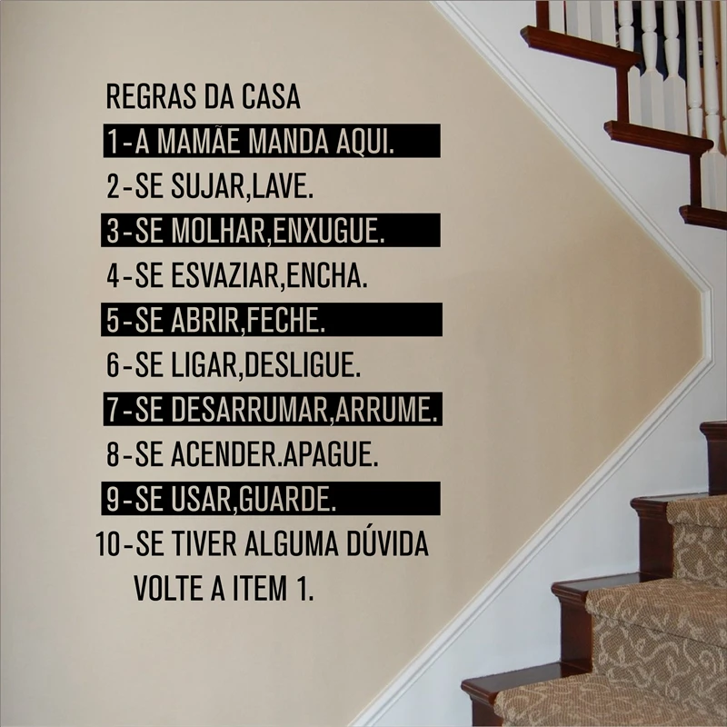 Portuguese Regras da Casa adesivo de parede