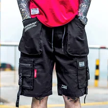 Летние мужские шорты в стиле хип-хоп, уличная одежда Harajuku, военные шорты-карго с карманами, цветные мужские шорты для бега на молнии