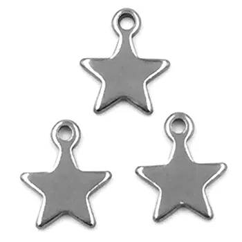 

100Pcs Silver Tone Star Etoile Pentagram Stainless Steel Breloque Pendants DIY Jewelry Making Findings Charm 10x8mm