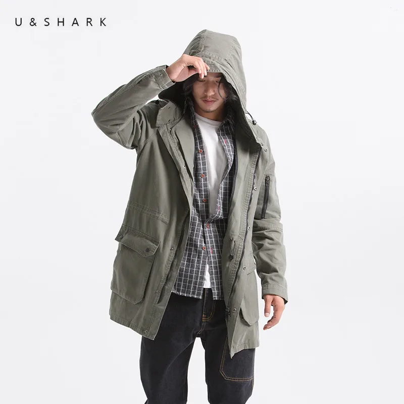 Осенний Новый тренчкот U & SHARK из 100% хлопка Мужская одежда высококачественные