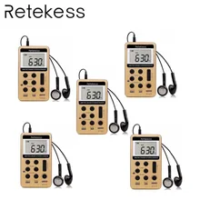 5 шт. Retekess V112 карманный FM/AM цифровой тюнинговый радио мини карманный приемник перезаряжаемый аккумулятор и наушники Micro-USB FM радио