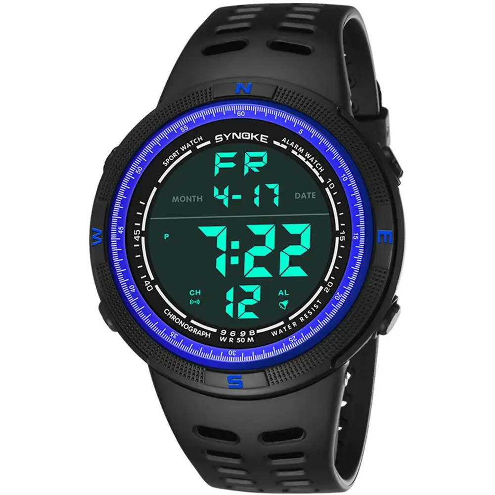 

Sanwood Luxury Waterproof Men Sports Week Date Stopwatch Alarm 5ATM Digital Wrist Watch 5ATM stopwatch backlight montre homme