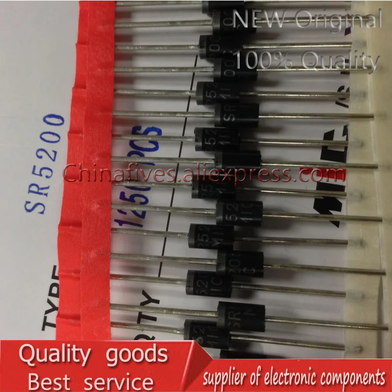 

10 unids SR5200 SR5250 Schottky diodo rectificador 5A 200 V DO-201AD