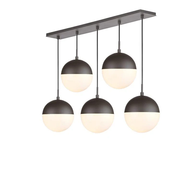 Ceny Nowoczesne lampy wiszące czarne szkło wisząca lampa z żarówką długa linia wisząca lampa do kuchni salon Nordic kula świetlna oprawy