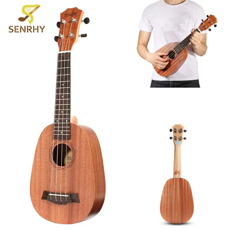 21'' 4 Strings Pineapple Style Mahogany Hawaii Ukulele Uke Electric