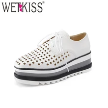 WETKISS/большие размеры 42; женские кроссовки с квадратным носком на плоской подошве; обувь на танкетке; женская обувь на шнурках; женская обувь