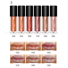 6 шт./партия блеск для губ Блестящий металлический пигмент стойкий водонепроницаемый металлический блеск для губ сексуальный Золотой Цвет Блеск для губ 6 цветов